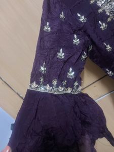 Wine Chinon Heavy Gotta Patti Indowestern Dress