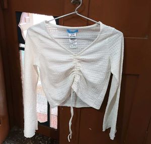 Vault White Ruched Crop Top