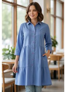 Blue Button-Down Tunic