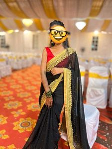 Elegant Black &amp; Gold Saree