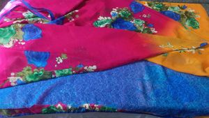 Vibrant Floral Print Saree