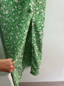 Zara Green Floral Print Midi Dress