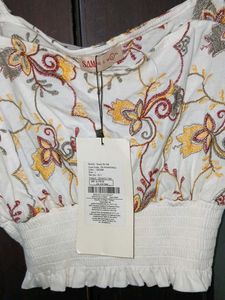 Floral Embroidered Crop Top - L Size