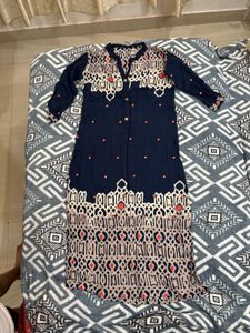 Stylish Navy Blue Kurta with Intricate Print