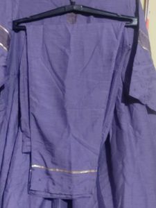 Purple Kurta Set with Golden Border