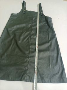 Black Faux Leather Pinafore Dress S/M