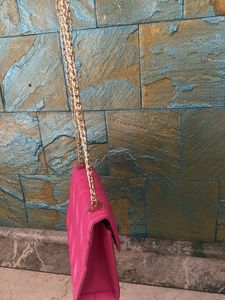 Hot Pink Quilted Crossbody Bag