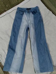 Two-Tone Wide Leg Jeans