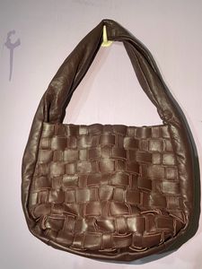 Brown Woven Leather Shoulder Bag