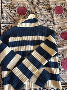 blue and white sweater