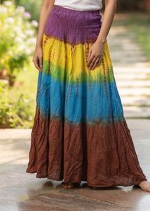 Boho Rainbow Tiered Maxi Skirt