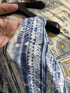 Blue &amp; White Printed Sleeveless Top