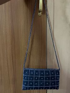 Embellished Blue Clutch Bag
