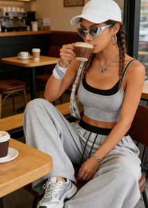 Light Grey Solid Drawstring Co-Ord Set