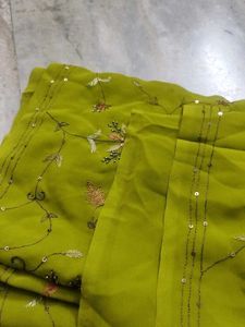 Embroidered Saree with three blouse