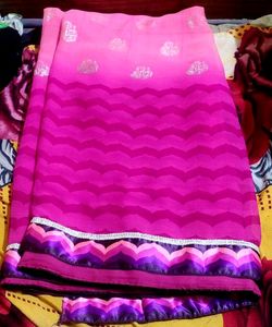Satin Border Saree With Blouse