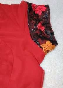 Maroon Saree with Embellished Blouse