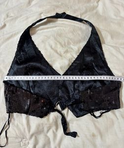 Sparkly Black Halter xs top