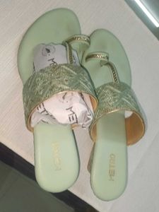 Women's Embellished Mint Green Sandals