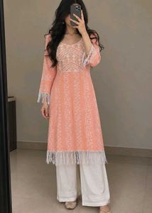 Stylish Dailywear 100% cotton Peach Kurta