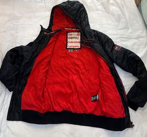 Superdry Padded Hooded Jacket - Black/Red