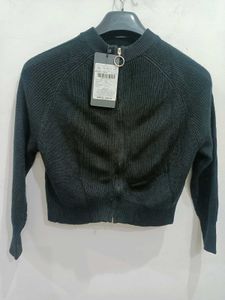 Black Zippered Knit Top - Size 32