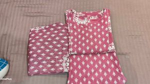 Maroon Printed Kurta Set