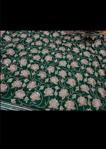 Embroidered Green Saree with Border