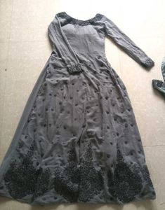 Elegant Grey Embellished Gown