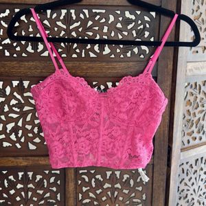 Zara Brand New Celeb Style Lace Correct Crop Top