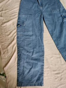 Blue Denim Cargo Pants