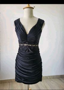 Elegant Black Ruched Cocktail Dress