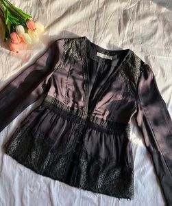 Rare Korean Lace Silk Blend Top
