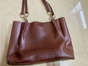 Chic Brown Faux Leather Tote Bag