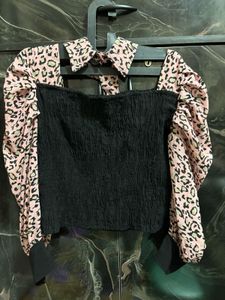 Chic Leopard Print Puff Sleeve Top