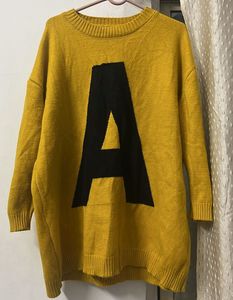 Yellow Knit 'A' Sweater Dress