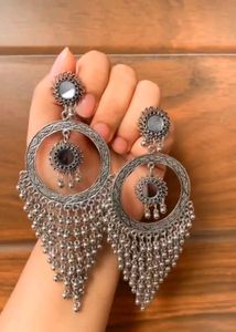 Beautiful Silver- Plated Oxidized Classic Drop Earrings 🤩