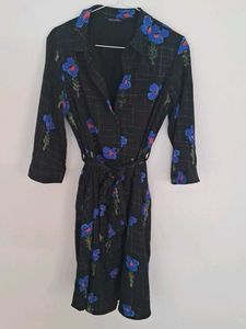 Tokyo talkies Black floral print midi dress