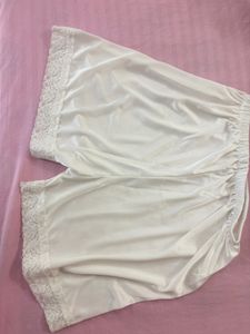 White Lace Trimmed Slip Shorts