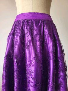 Stunning Purple Embroidered Skirt Length 28 Inches