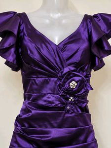 Elegant Purple Satin Evening Gown