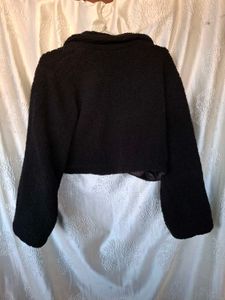 Black Cropped Teddy Jacket