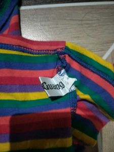 Multicolor Striped Back Tie Crop Top - Size M