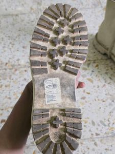 Cream Lace-Up Combat Boots