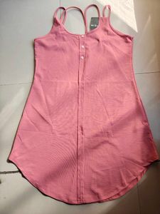 Pink Button-Up Tank Dress