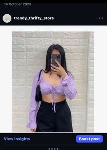 Lavender Long Sleeve Crop Top