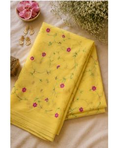 Elegant Yellow Floral Saree