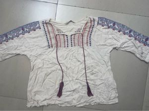 Short White Kurti Top