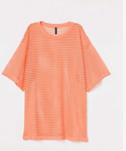 Sheer Mesh Oversized Tunic Top