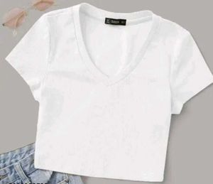 Ribbed V-Neck Crop Top combo